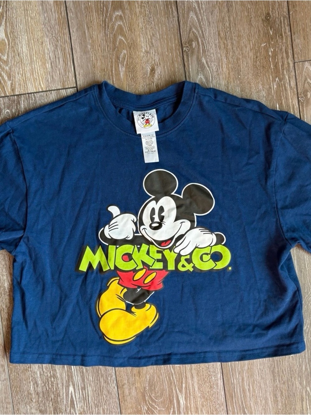 Disney Navy Mickey & Co. Cropped Short Sleeve Tee